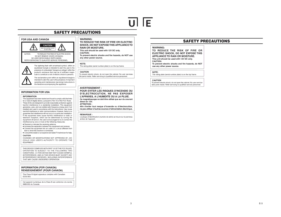 JVC GY-DV5000 Literature accompanying the appliance, Information, Television reception, which can be determined by turning 