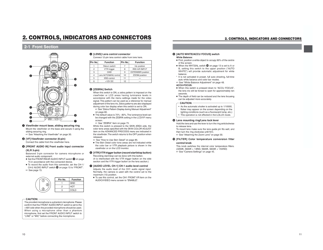 JVC GY-DV5000 instruction manual Front Section 