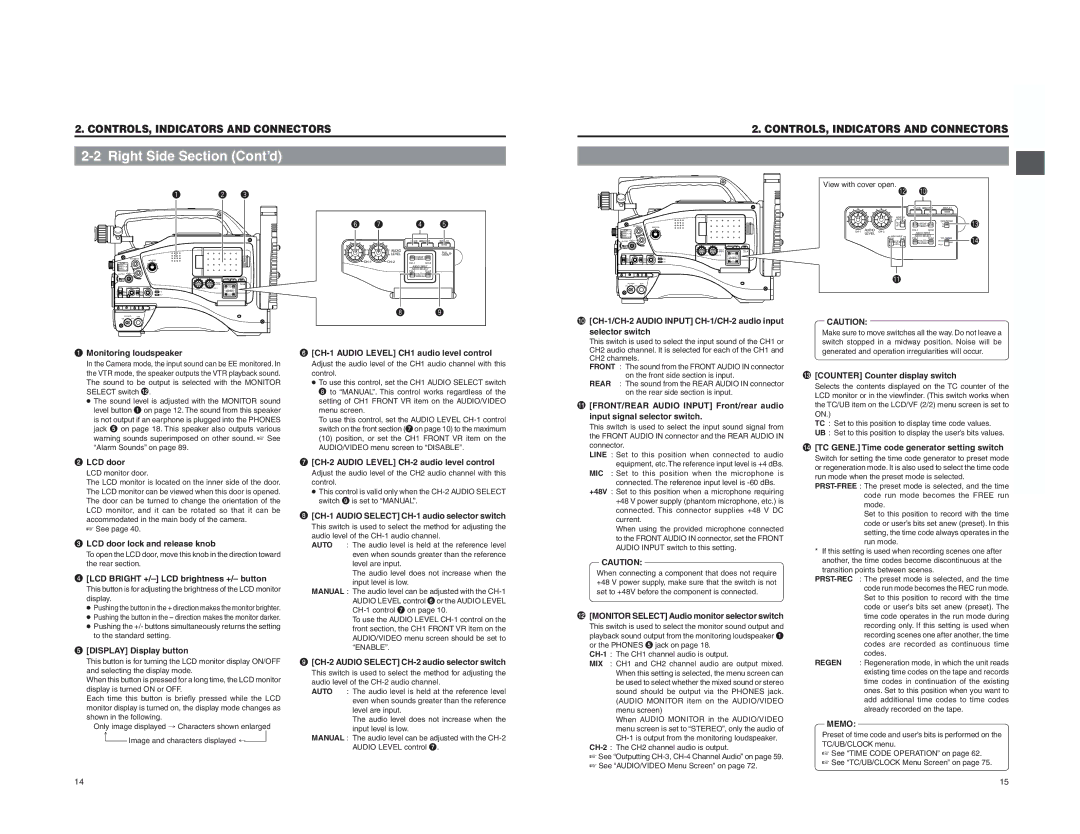 JVC GY-DV5000 instruction manual Right Side Section Cont’d 