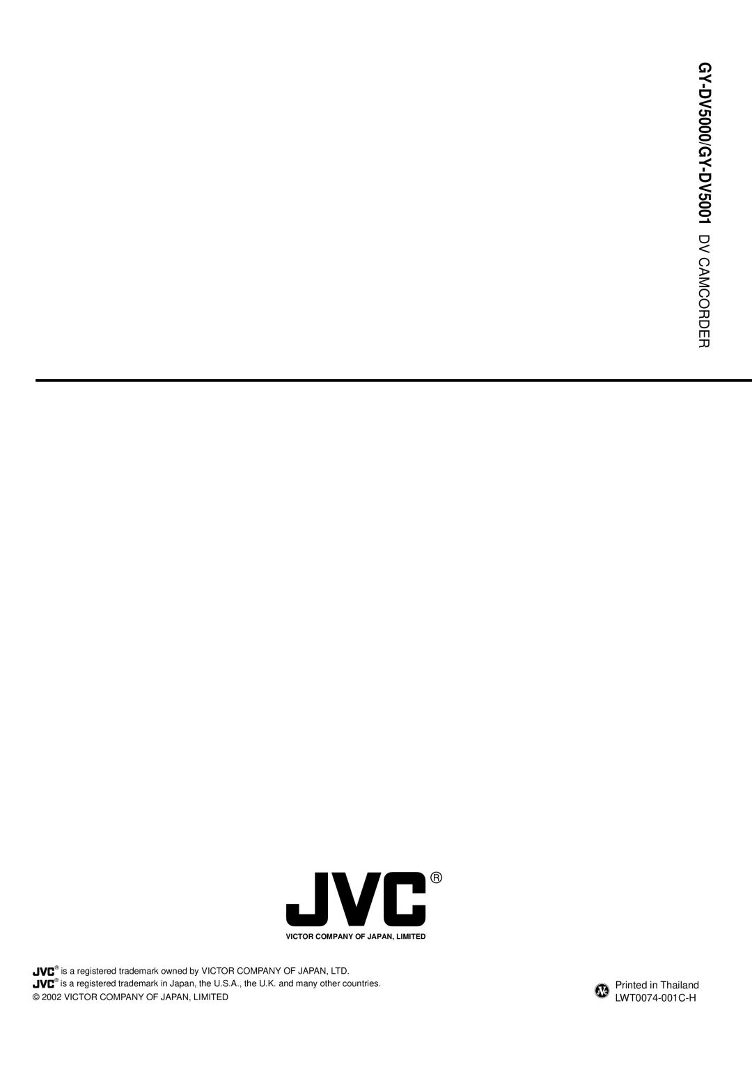 JVC manual GY-DV5000/GY-DV5001 DV Camcorder 