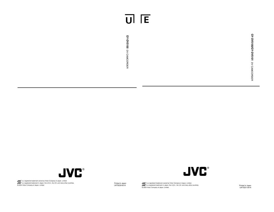 JVC instruction manual GY-DV5100/GY-DV5101 DV Camcorder 