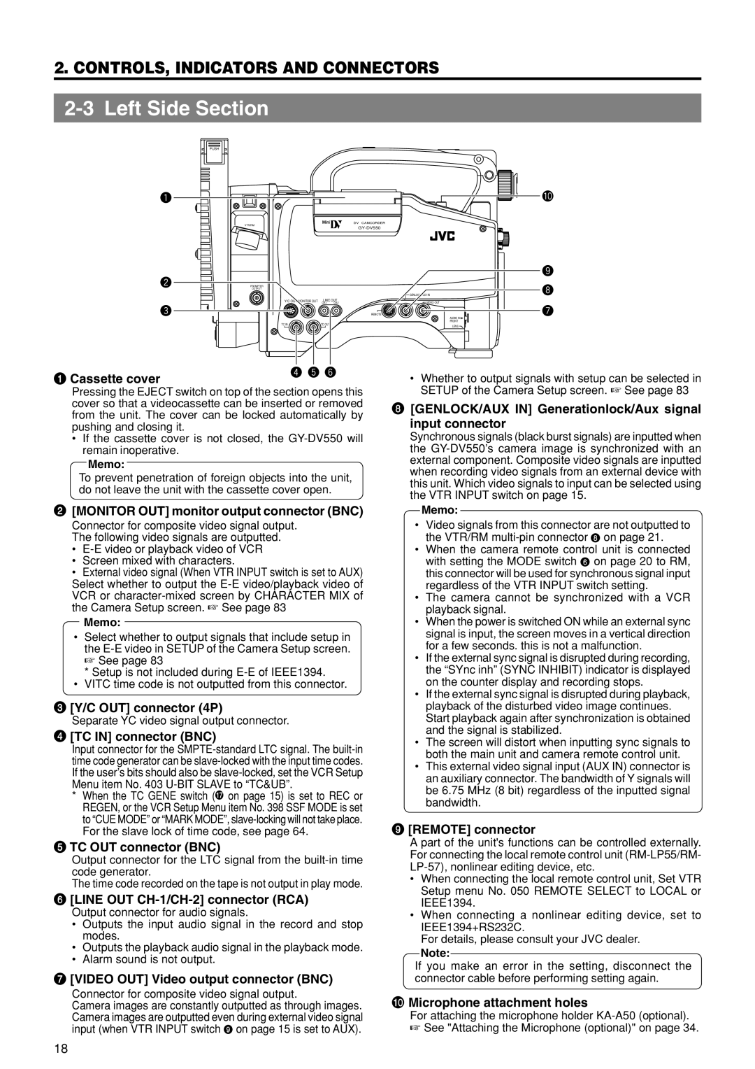 JVC GY-DV550U instruction manual Left Side Section 