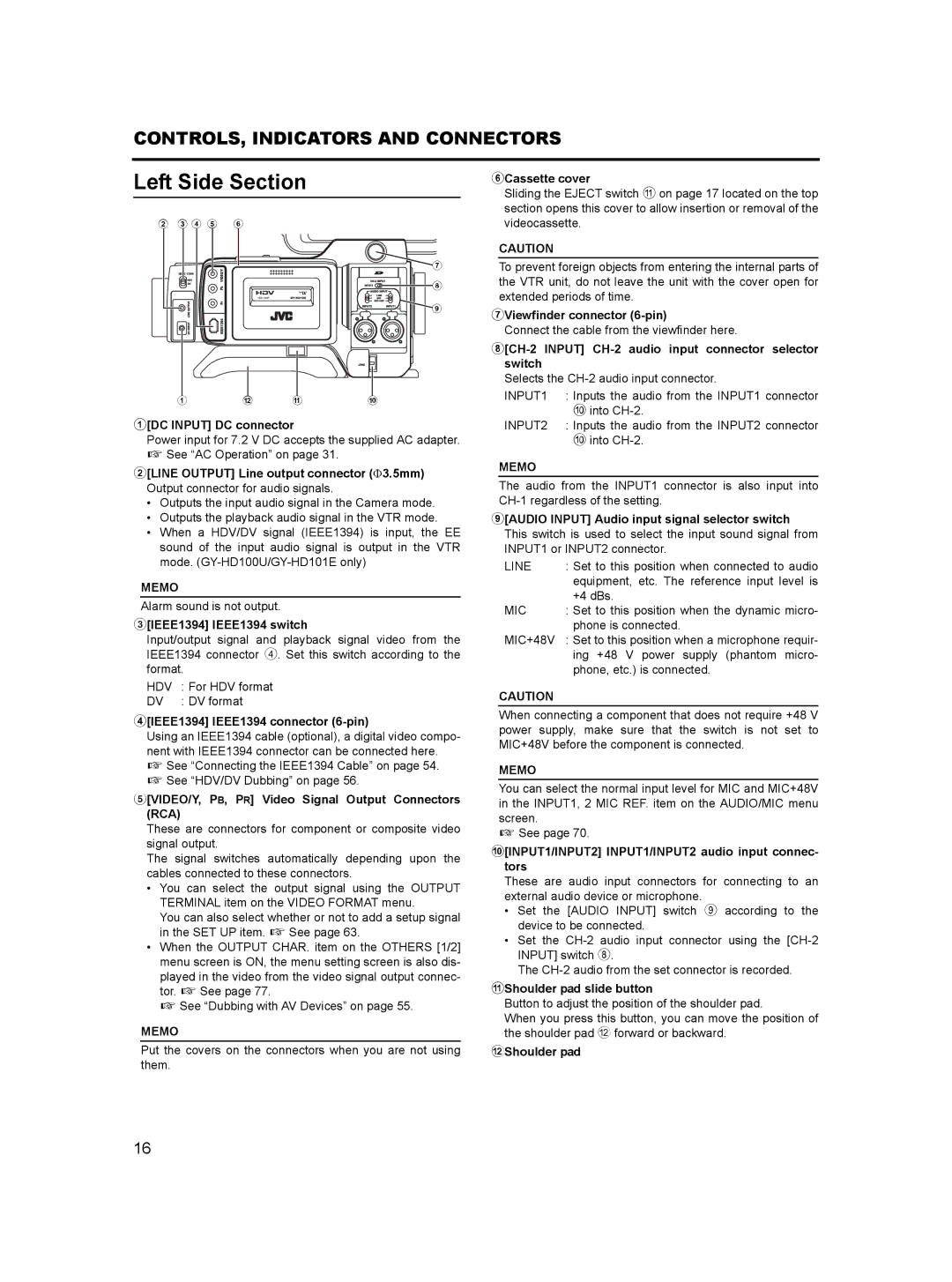 JVC GY-HD100, GY- HD101 manual Left Side Section 