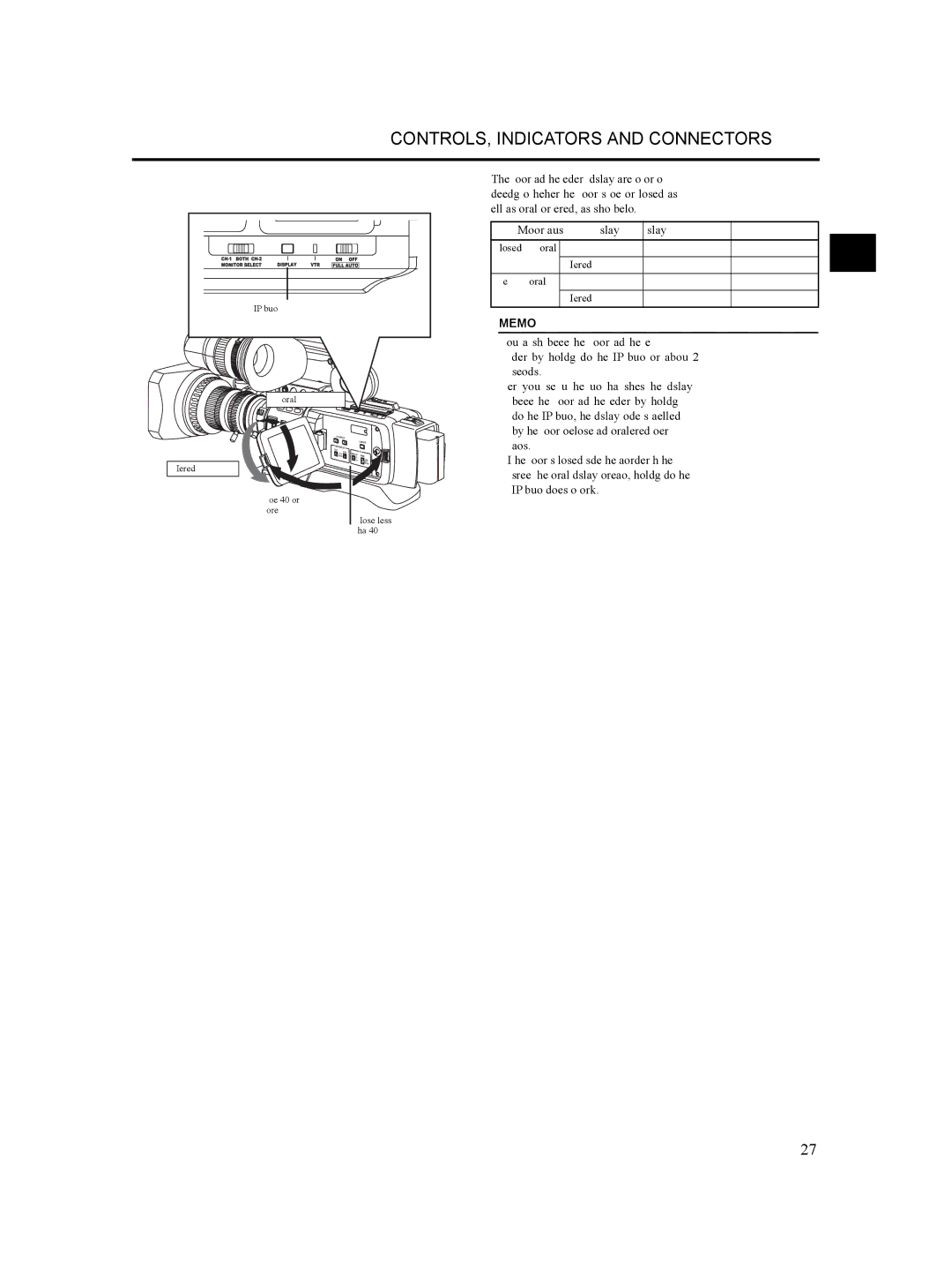 JVC GY- HD101, GY-HD100 manual LCD Closed Normal LCD 