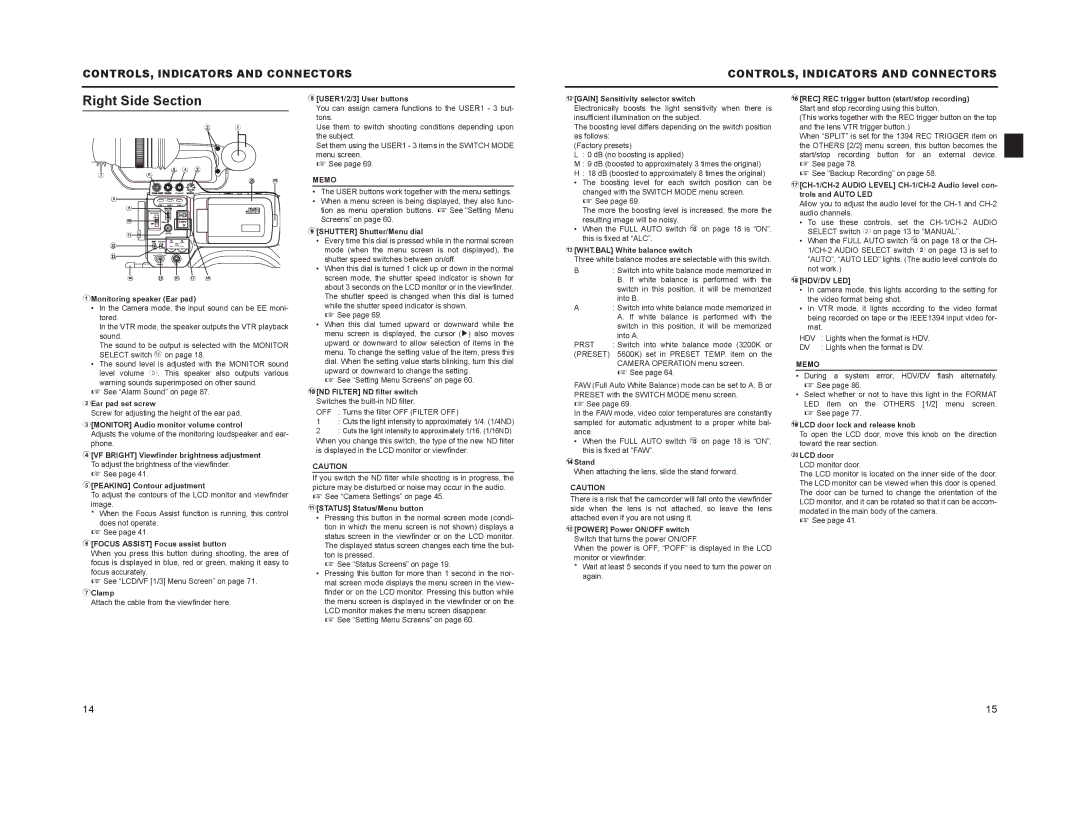 JVC GY-HD100, GY-HD101 manual Right Side Section 