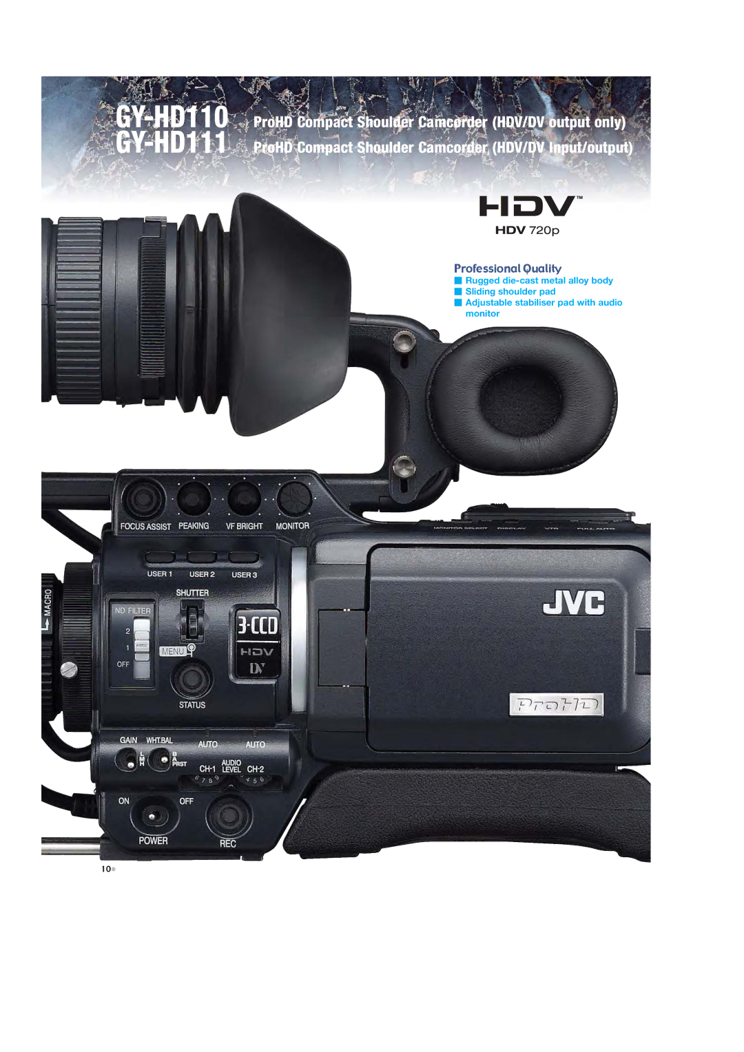 JVC GY-HD111, GY-HD110 manual Professional Quality 