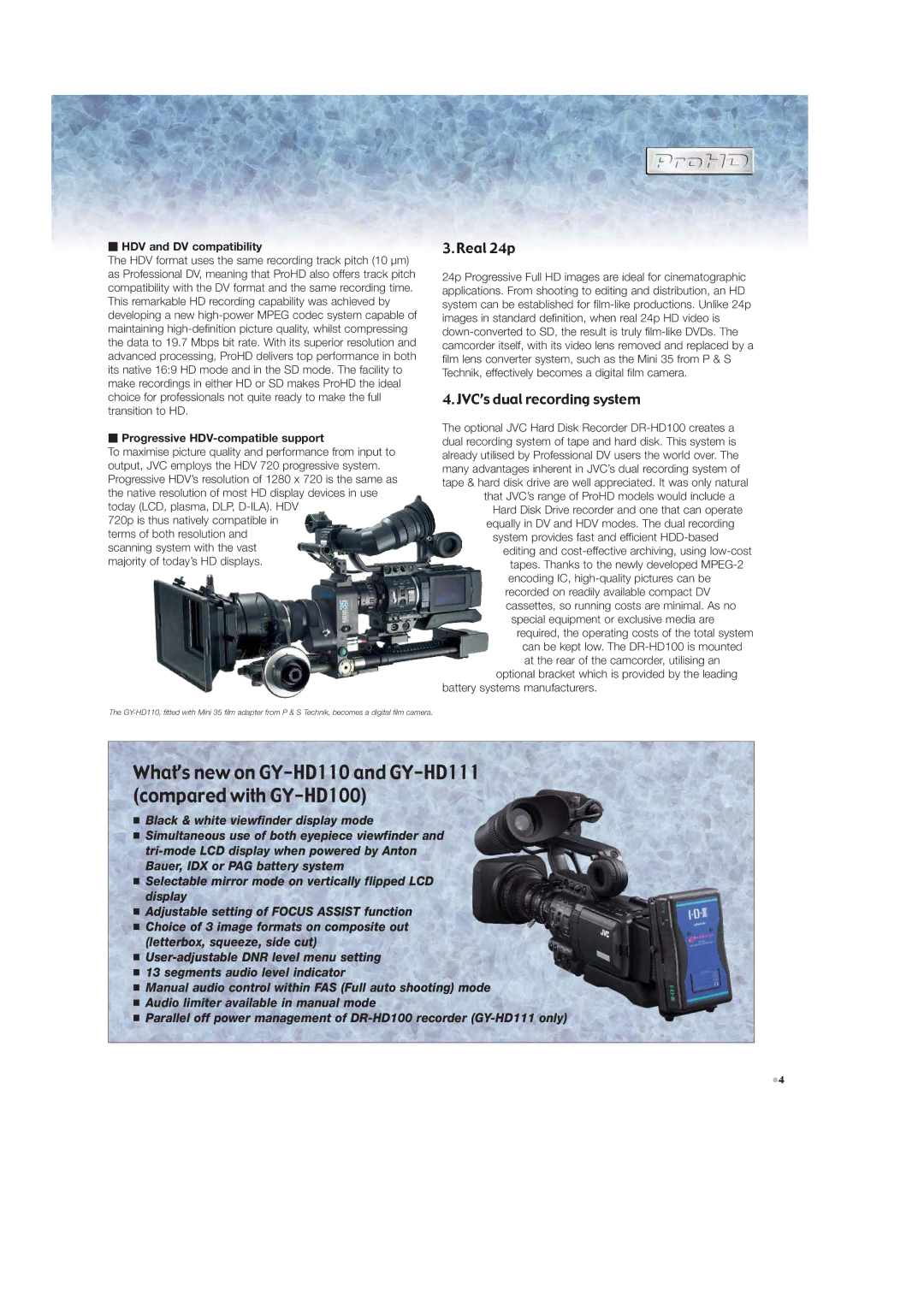 JVC GY-HD111, GY-HD110 manual Real 24p, JVC’s dual recording system 