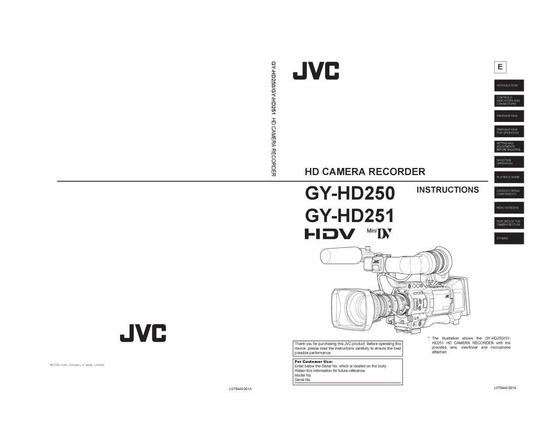 JVC GY-HD201CHE, GY-HD200E, GY-HD200CHU, GY-HD200U, GY-HD201E, GY-HD200CHE manual GY-HD251 