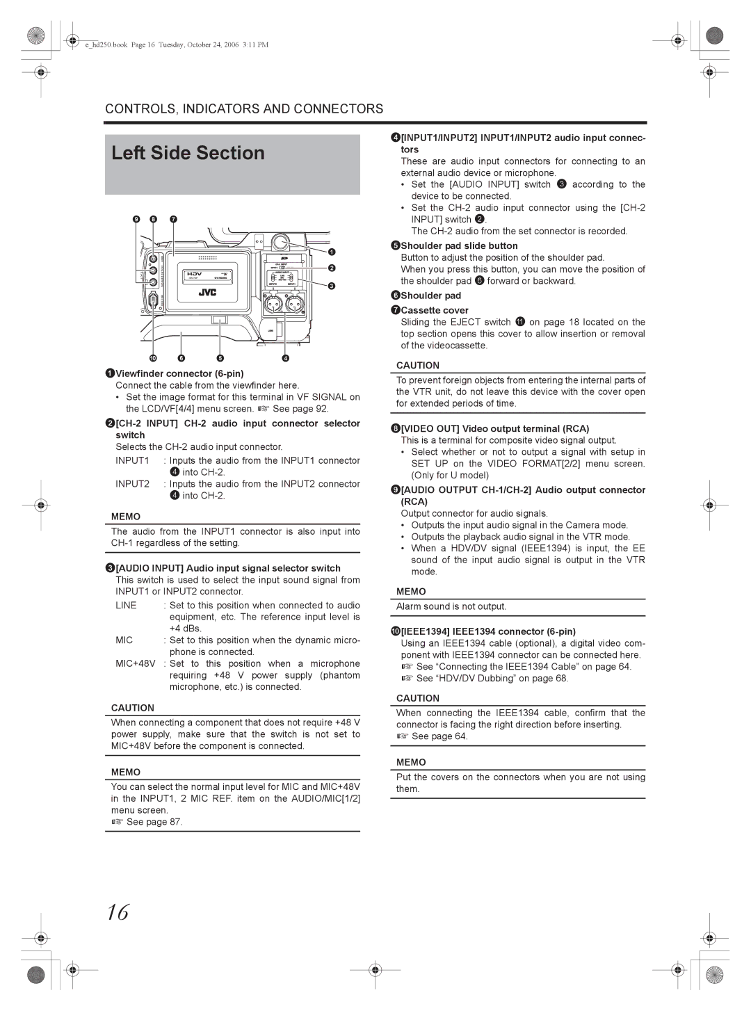 JVC GY-HD250, GY-HD251 manual Left Side Section 