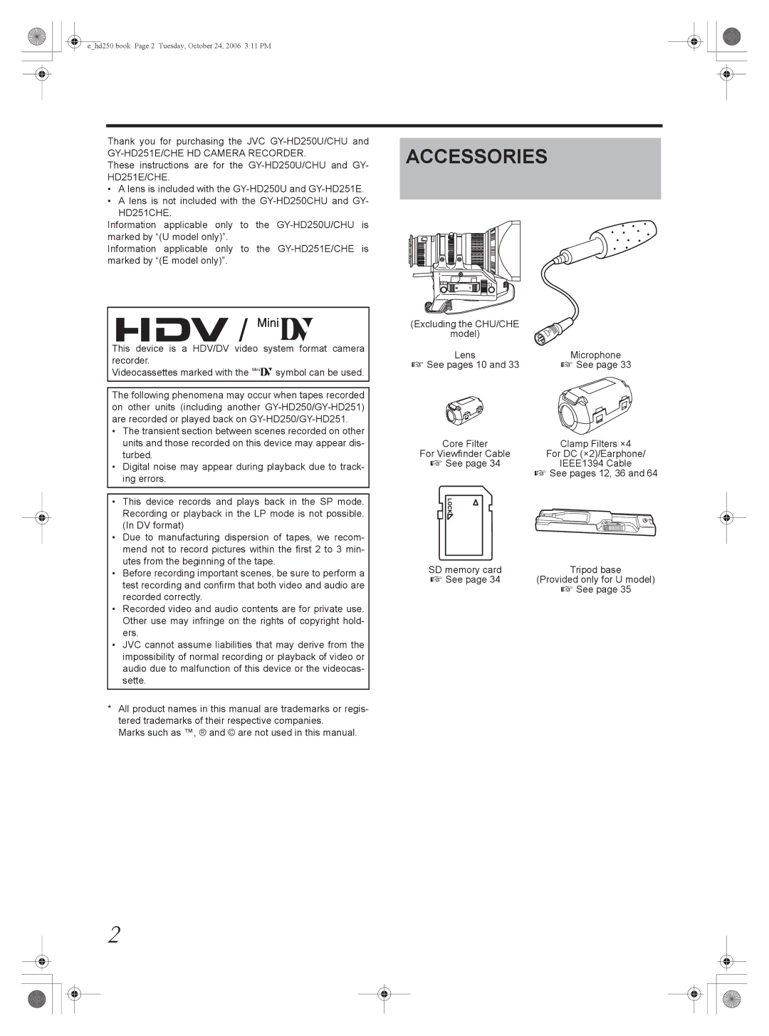 JVC GY-HD250, GY-HD251 manual HD251CHE 