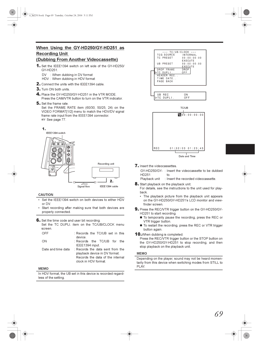 JVC GY-HD251, GY-HD250 manual Off 