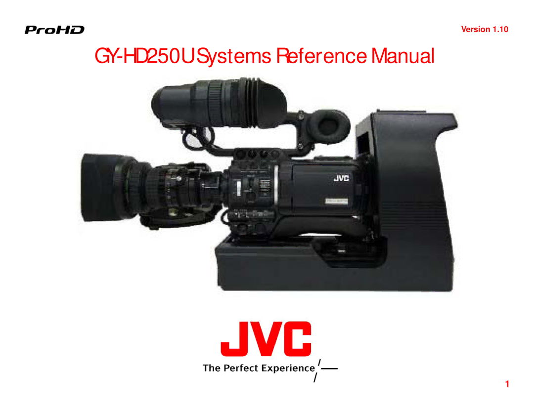 JVC manual GY-HD250U Systems Reference Manual 