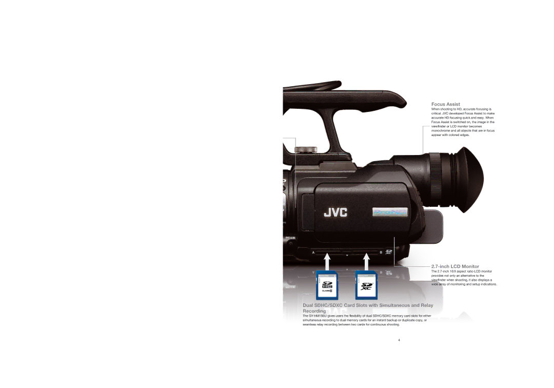 JVC GY-HM150U specifications Focus Assist 