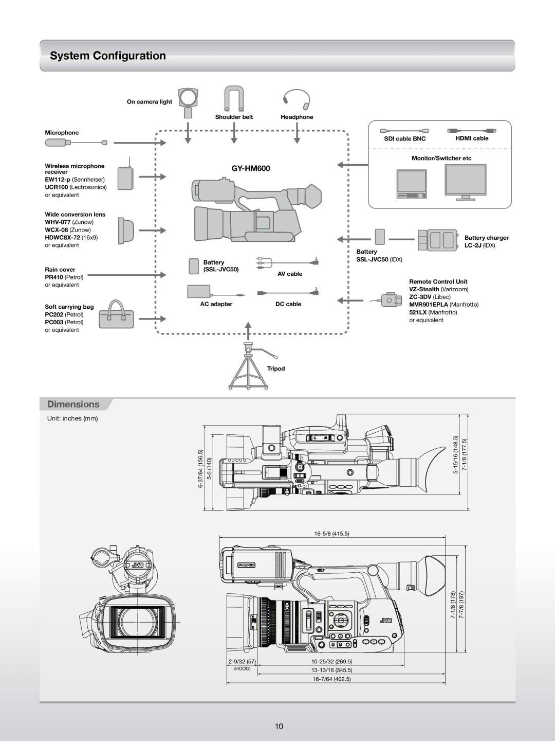 JVC GY-HM600 manual System Configuration 