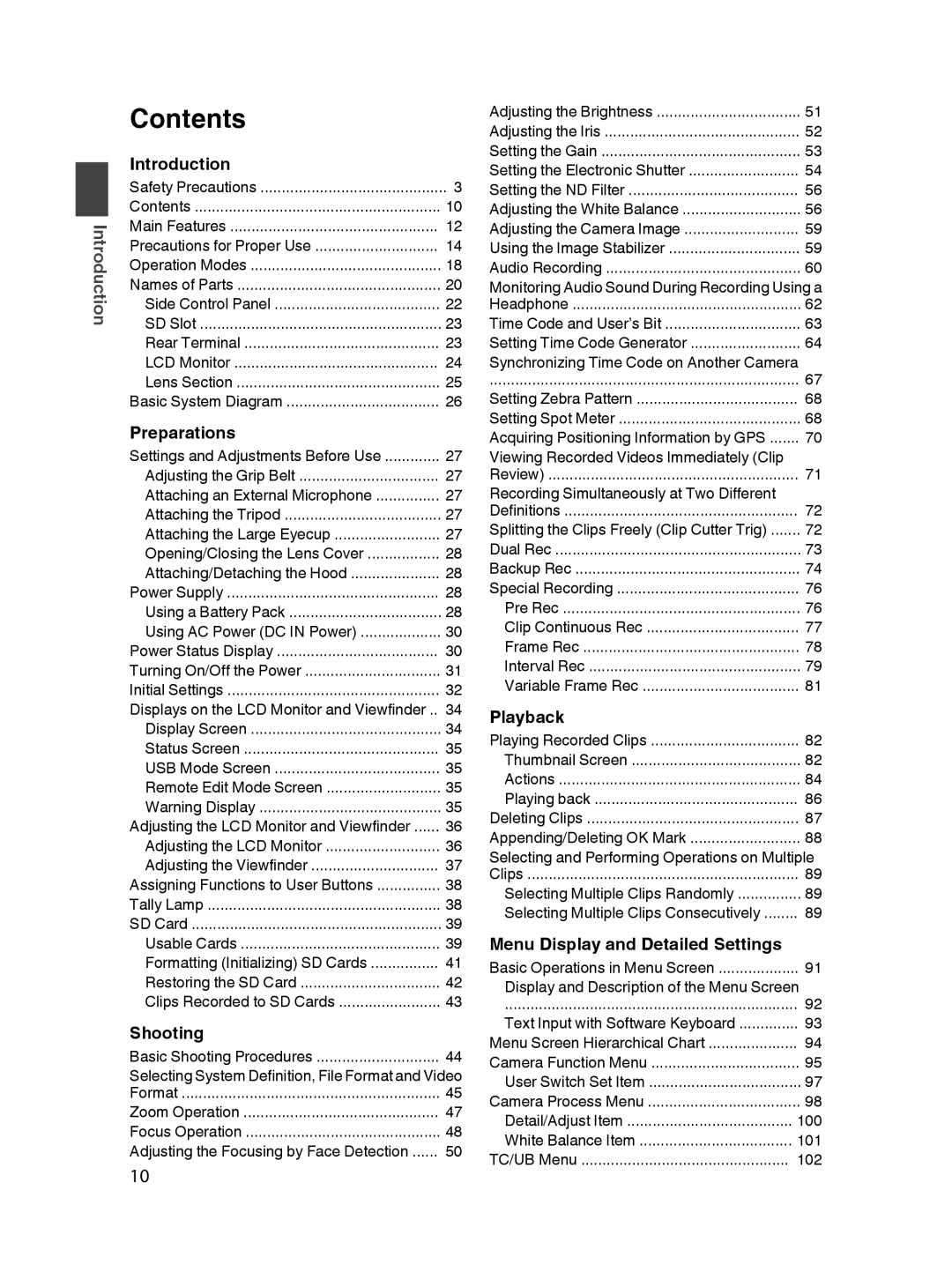 JVC GY-HM650U specifications Contents 