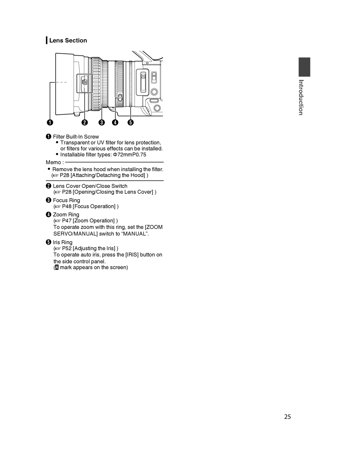 JVC GY-HM650U specifications Lens Section 