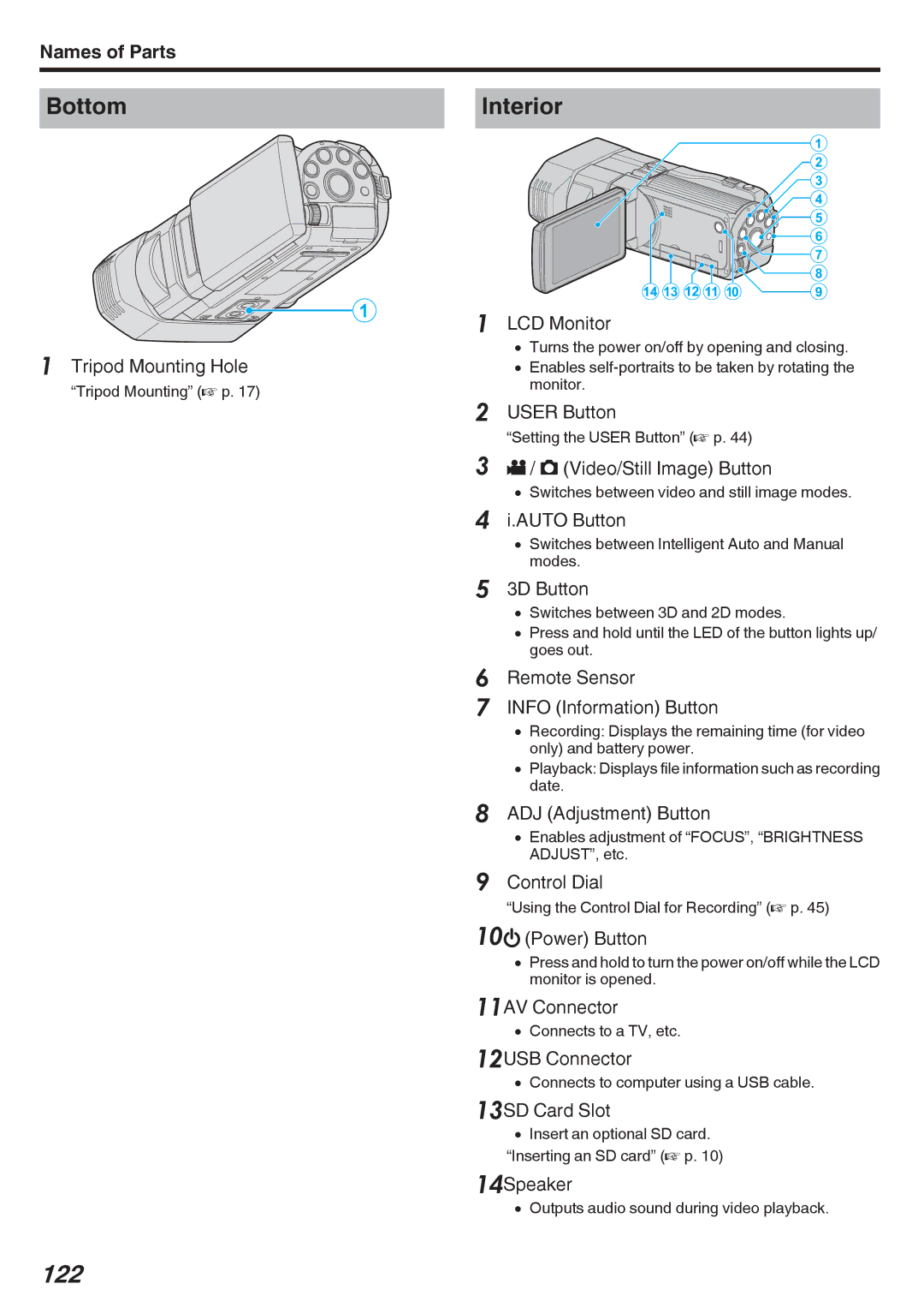 JVC GY-HMZ1U, GY-HMZ1E manual 122, Bottom, Interior 