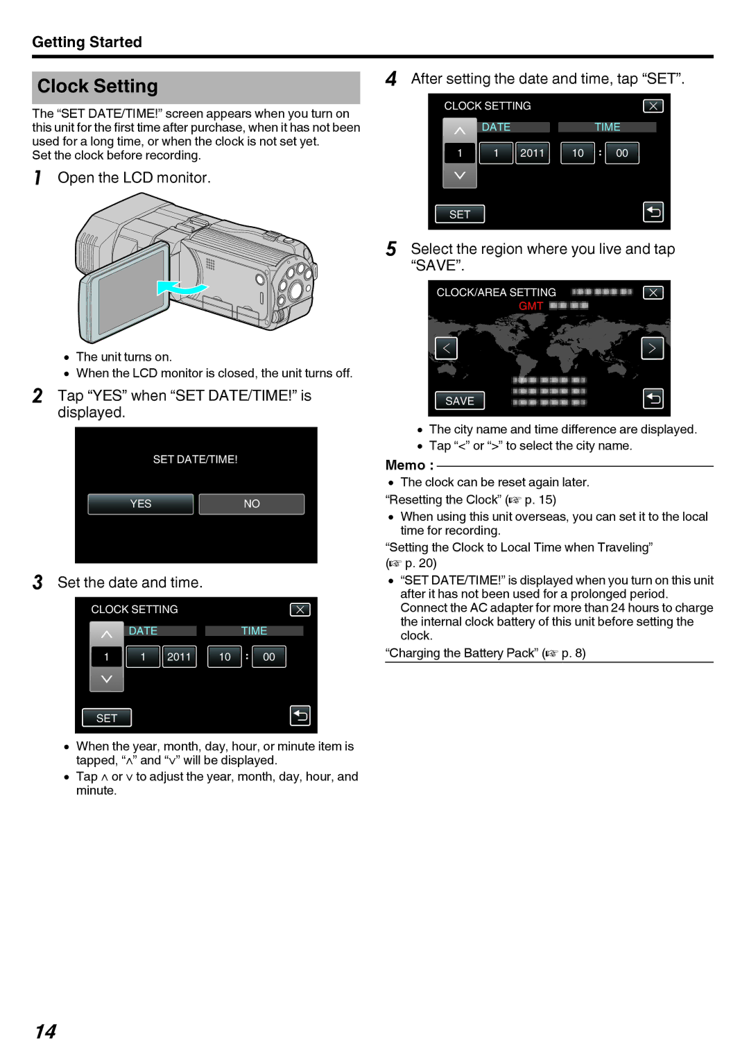 JVC GY-HMZ1U, GY-HMZ1E manual Clock Setting 