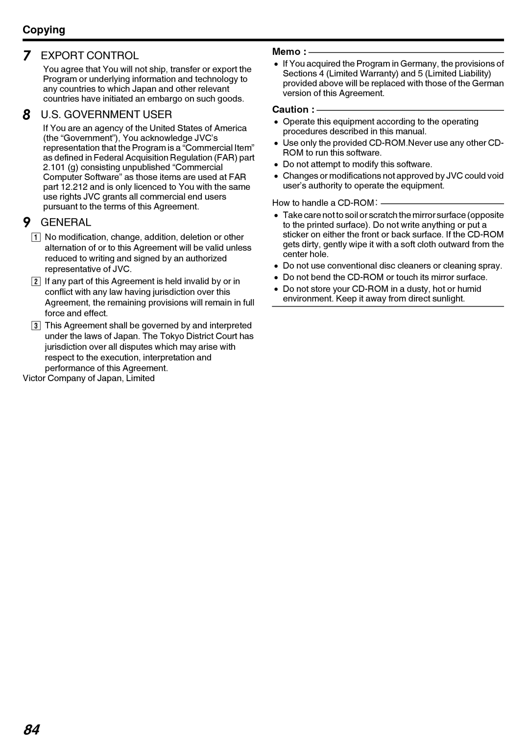 JVC GY-HMZ1U, GY-HMZ1E manual Export Control 