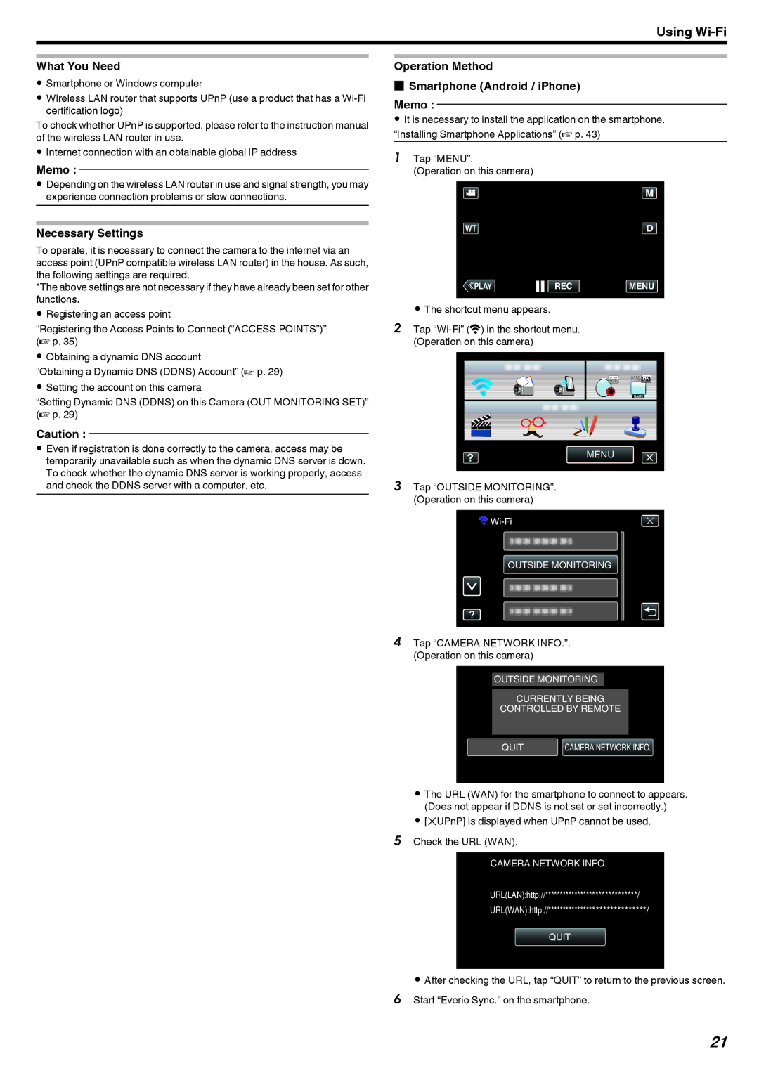 JVC GZ-EX210, GZ-EX250, GZ-EX215 manual URLLANhttp URLWANhttp 