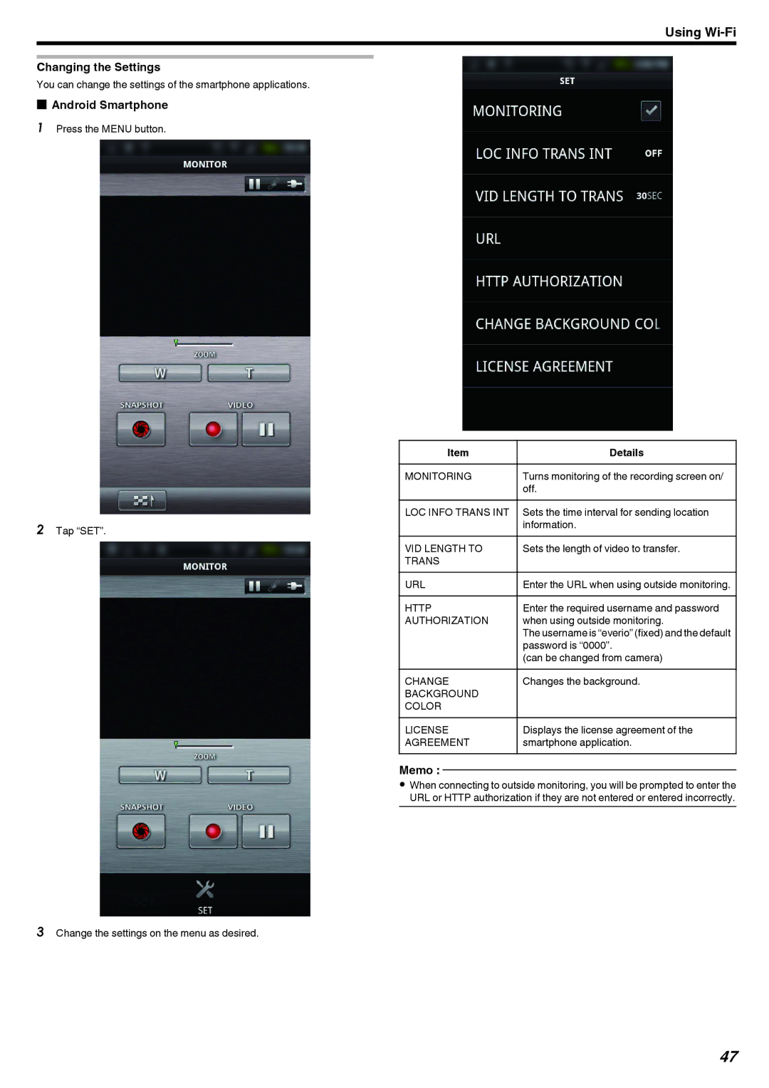 JVC GZ-EX215, GZ-EX210, GZ-EX250 manual Changing the Settings 