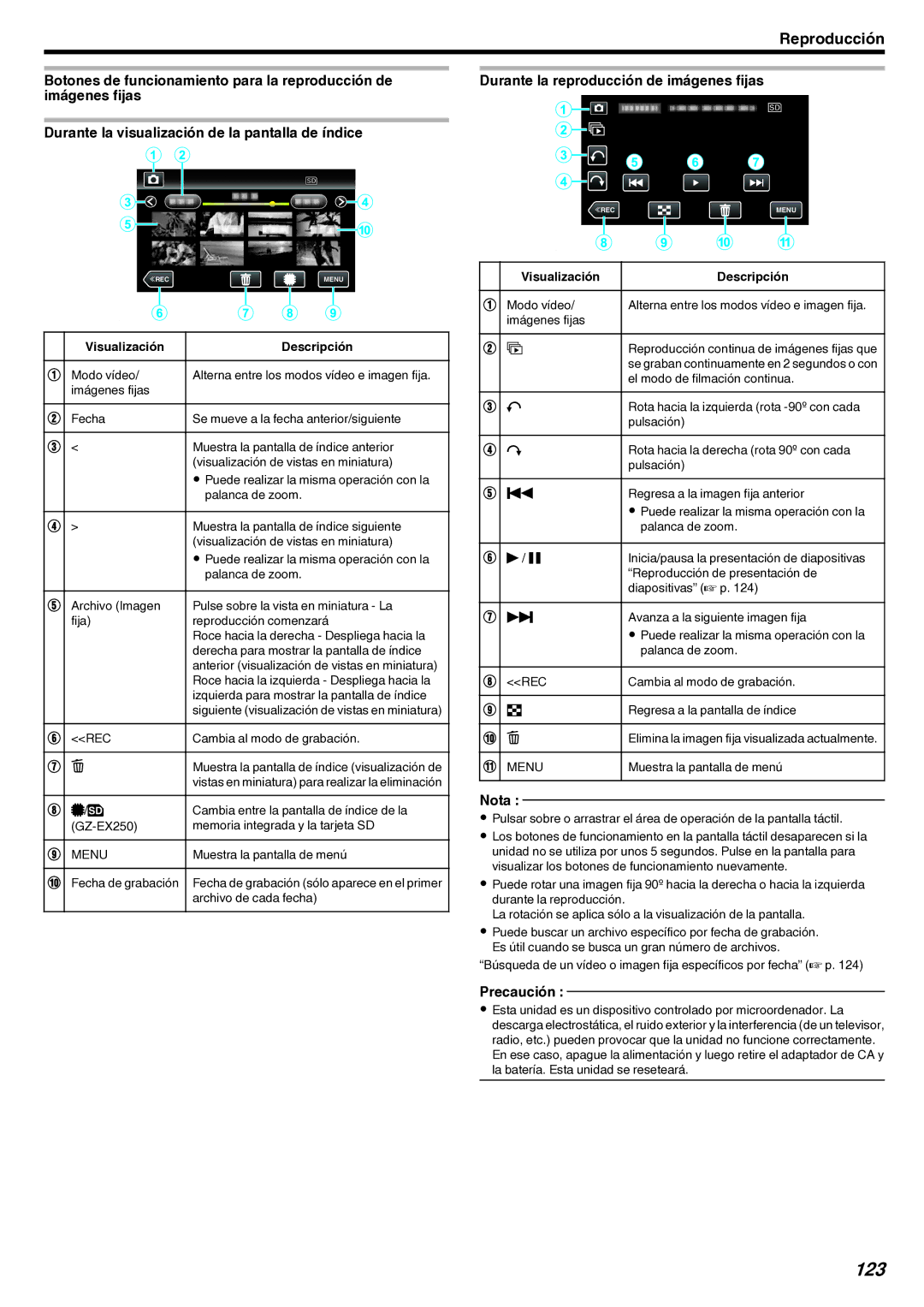 JVC GZ-EX210 manual 123 