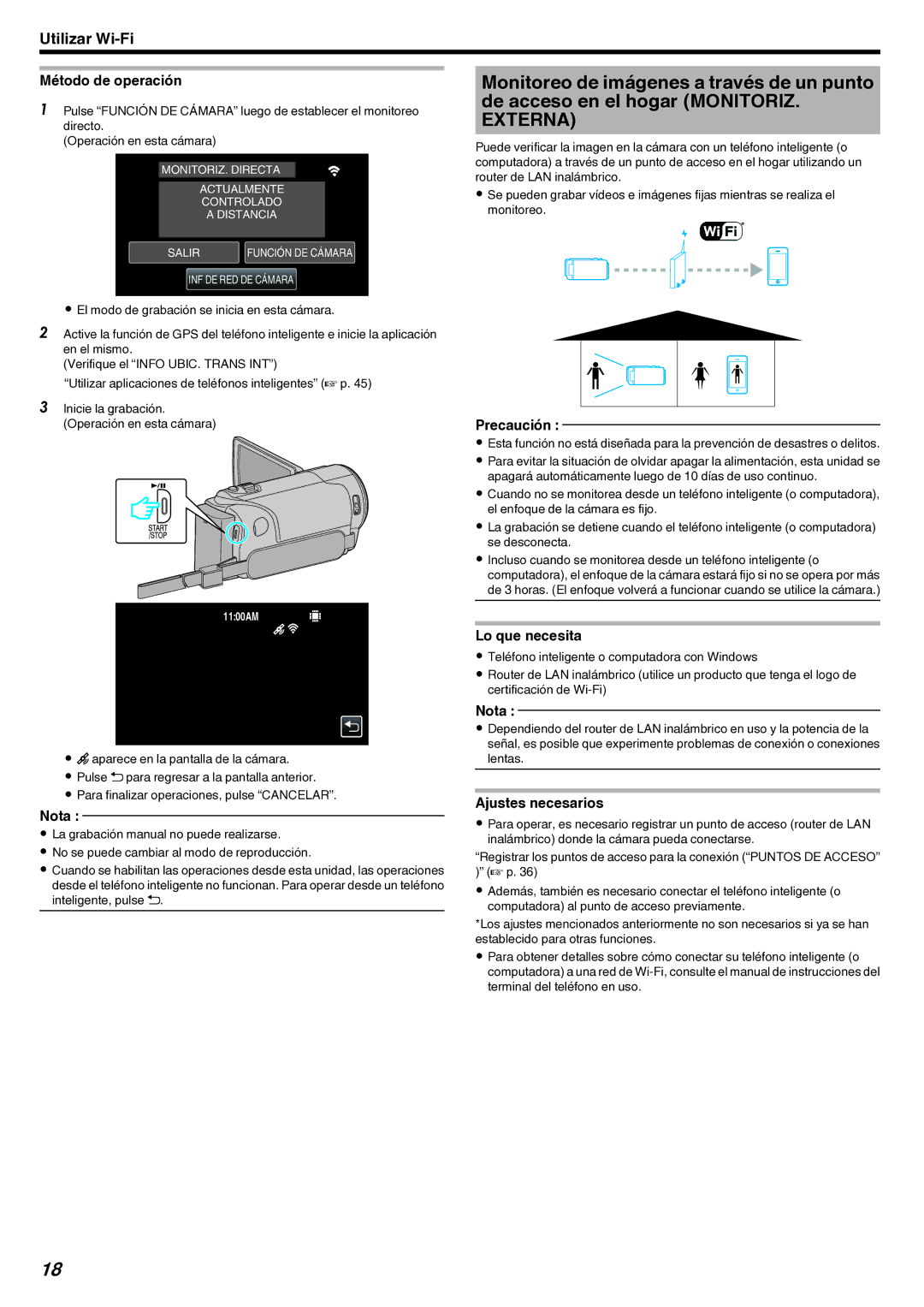 JVC GZ-EX210 manual Método de operación, Precaución 