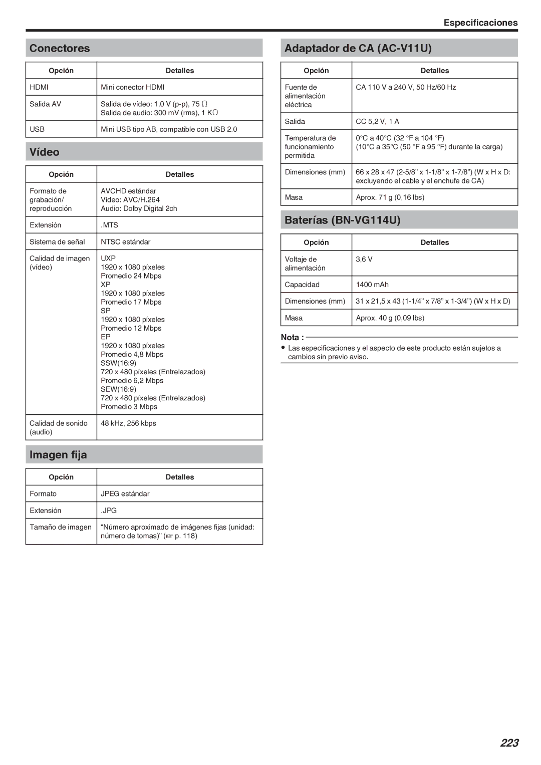 JVC GZ-EX210 manual 223 