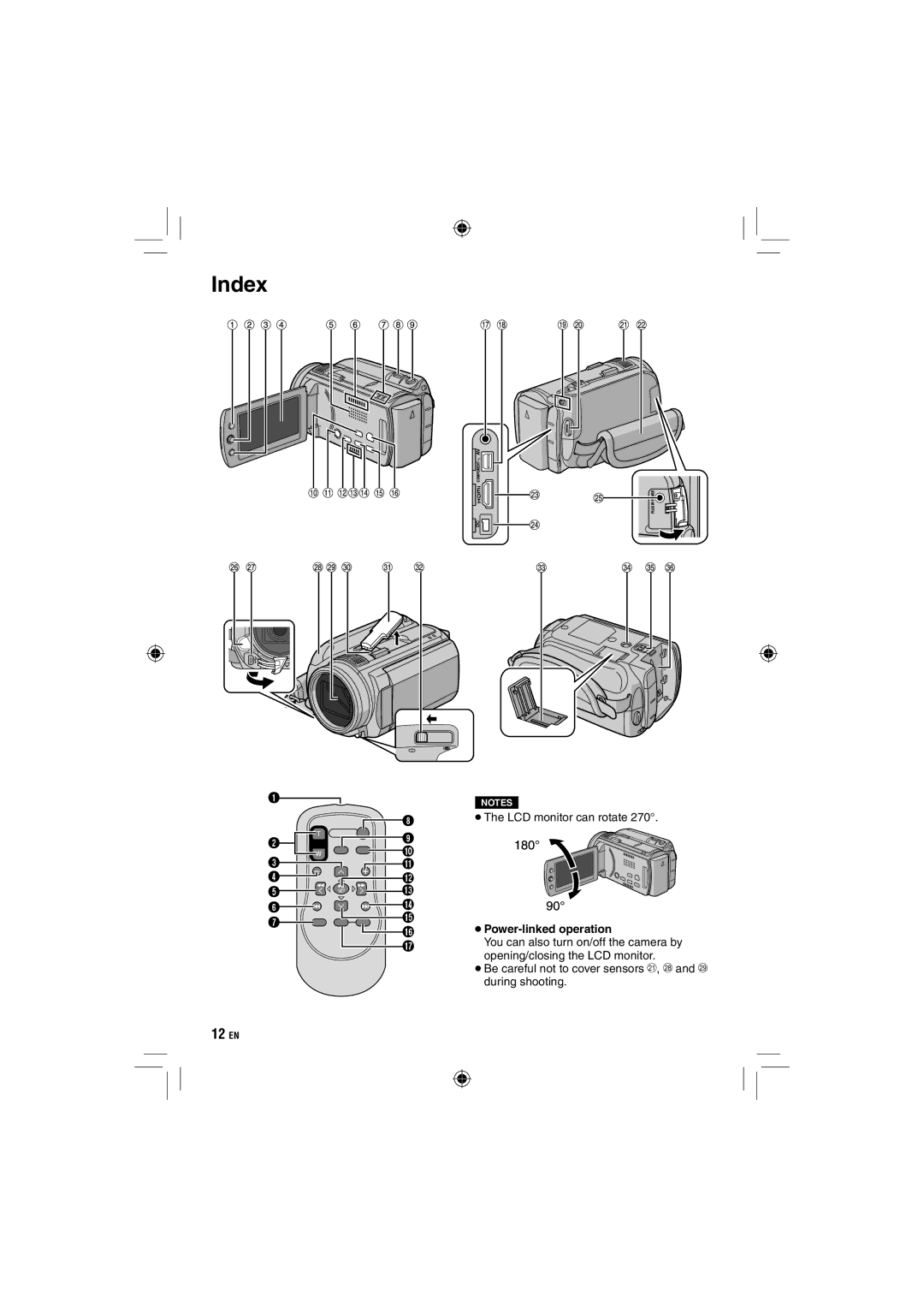 JVC GZ-HD10 manual Index, Power-linked operation 