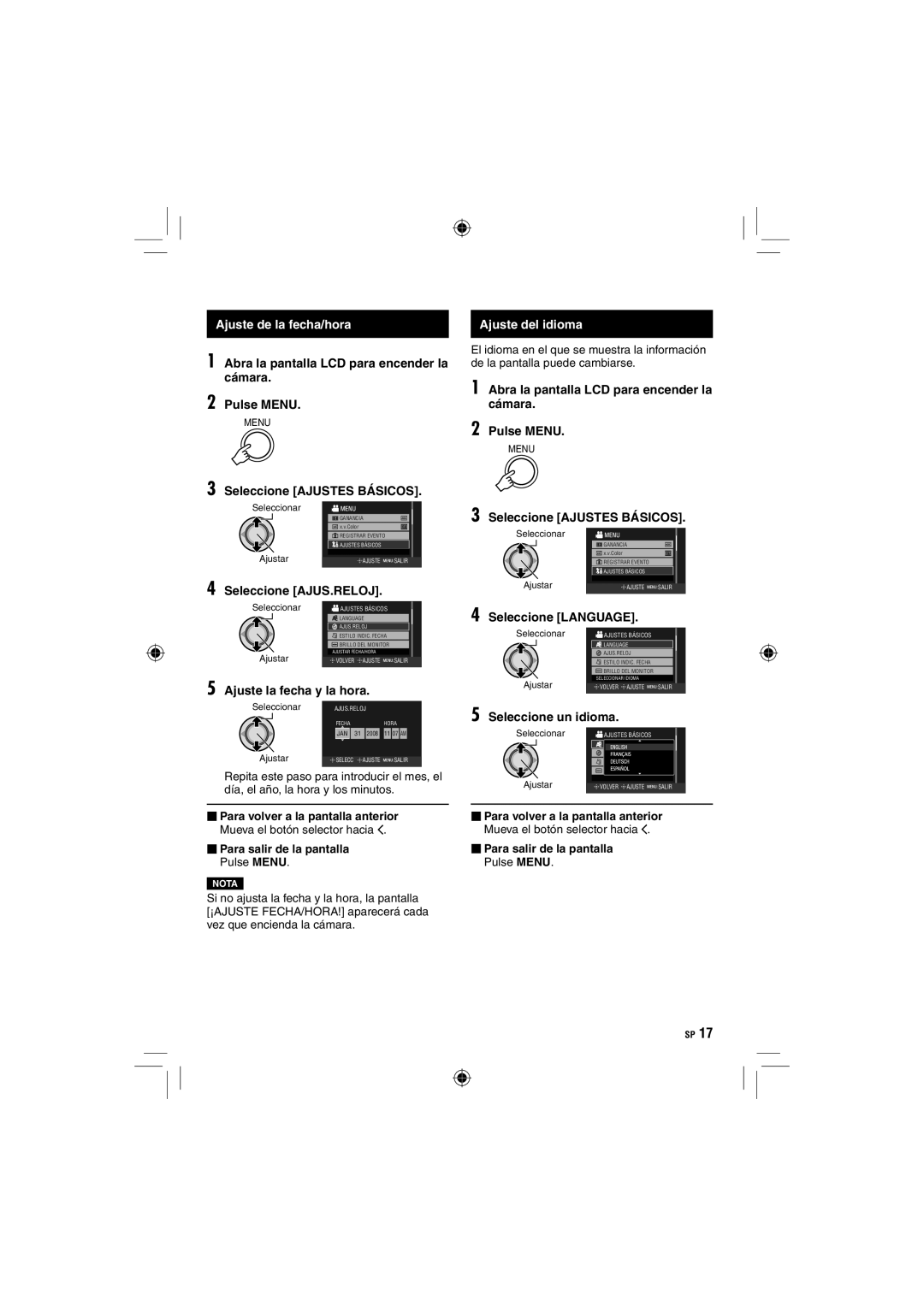 JVC GZ-HD10 manual Ajuste de la fecha/hora 