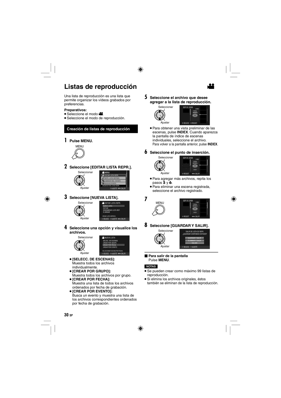 JVC GZ-HD10 manual Listas de reproducción, Creación de listas de reproducción 