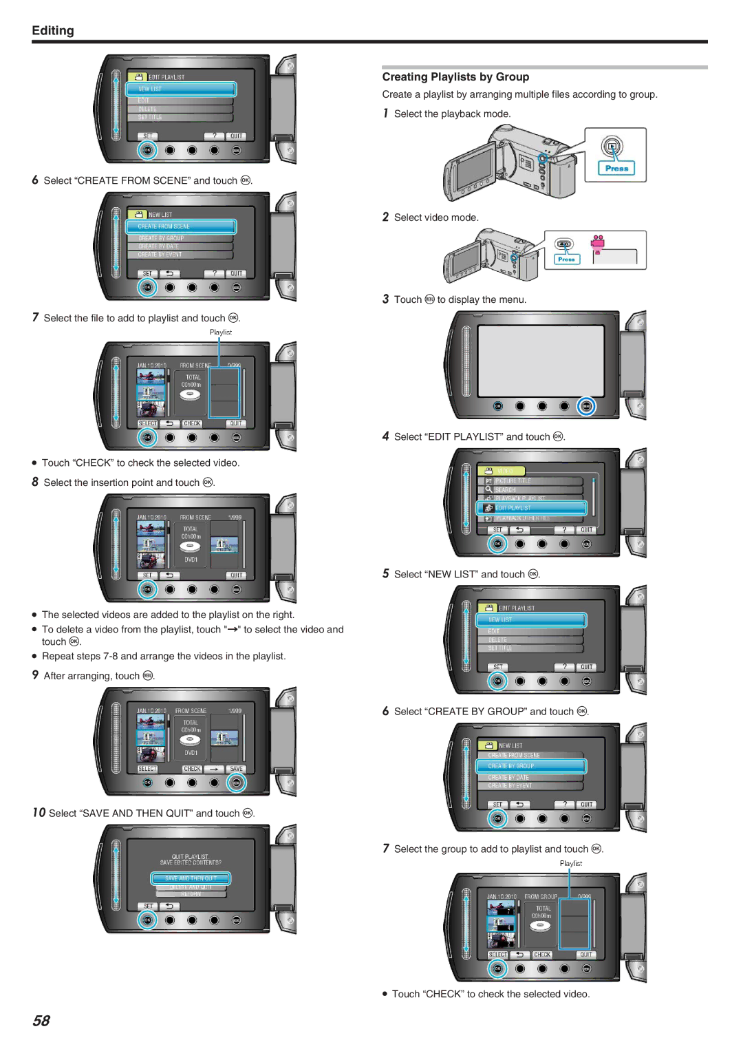 JVC GZ-HM340 manual Creating Playlists by Group 