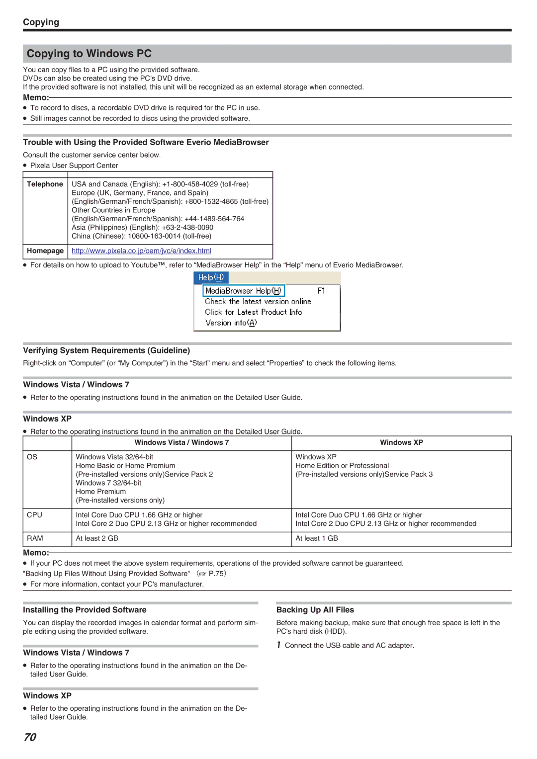 JVC GZ-HM340 manual Copying to Windows PC 