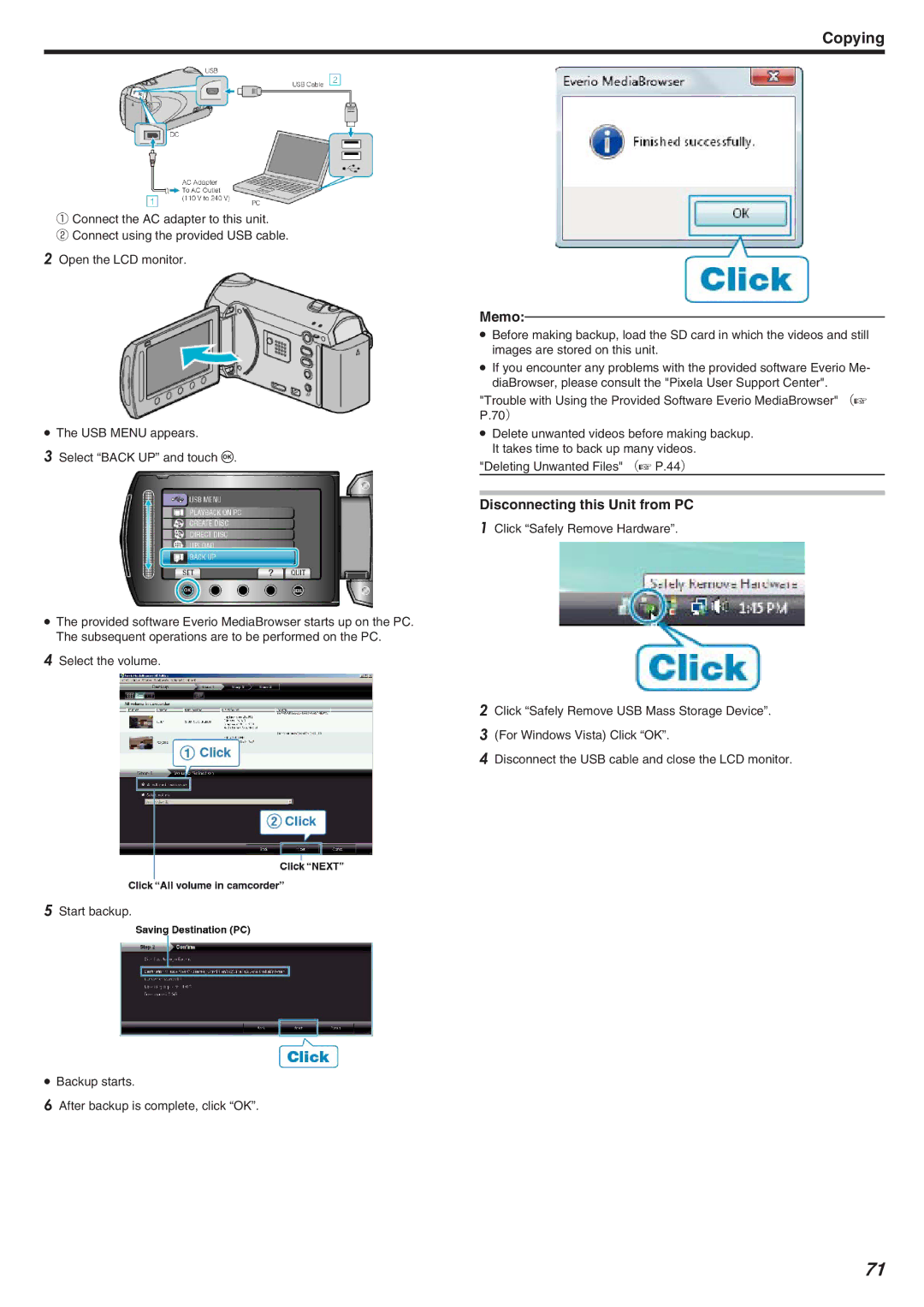 JVC GZ-HM340 manual Disconnecting this Unit from PC 