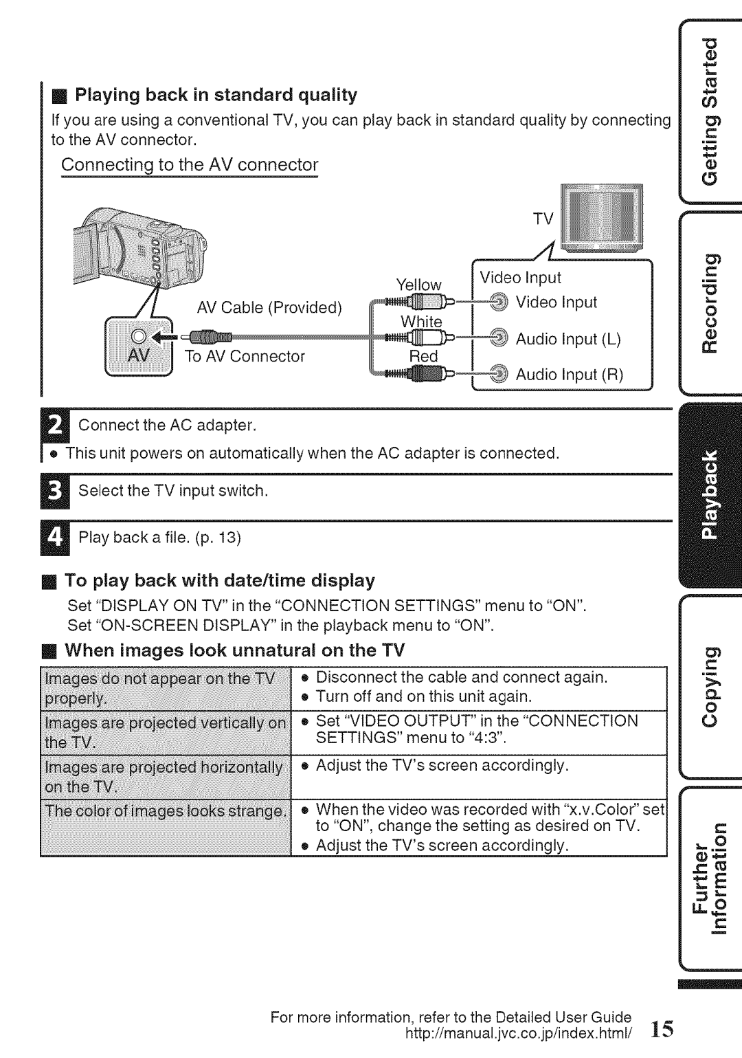 JVC GZ-HM50U manual To play, Images, Output 