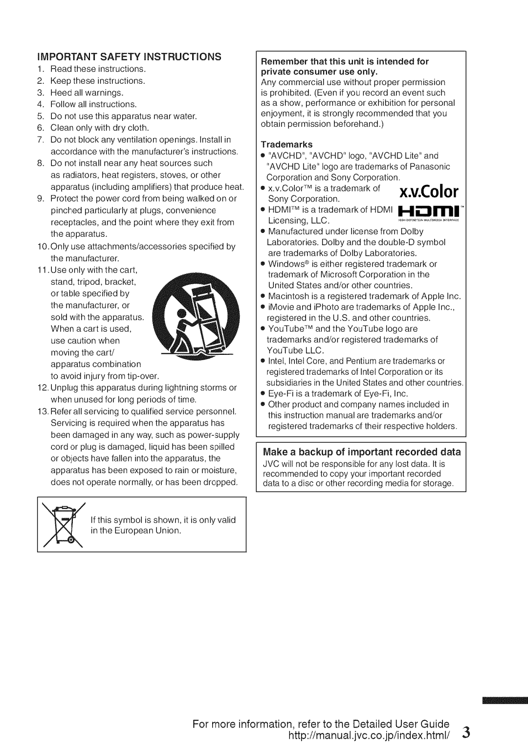 JVC GZ-HM50U manual Remember that this unit is intended for, Trademarks 