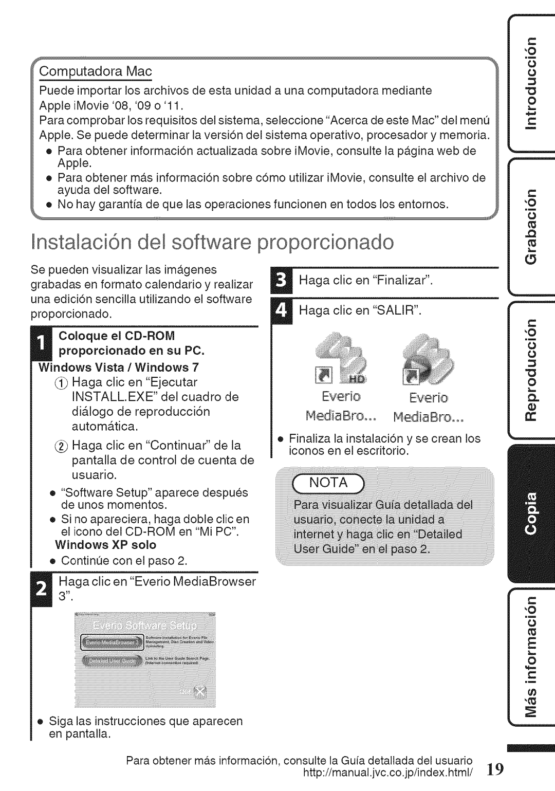 JVC GZ-HM50U InstaJaci6n del software proporcionado, Haga clic en Ejecutar INSTALL.EXE del cuadro de, Windows XP solo 