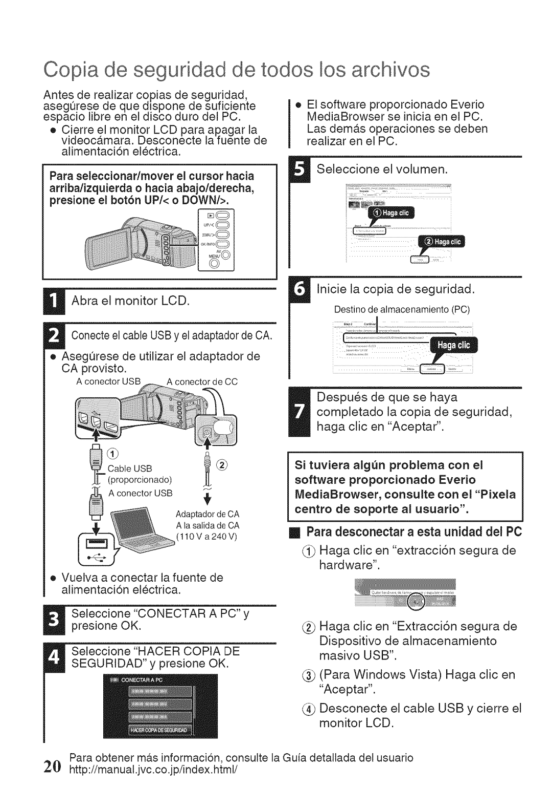 JVC GZ-HM50U manual Copia de seguridad de todos los archivos 