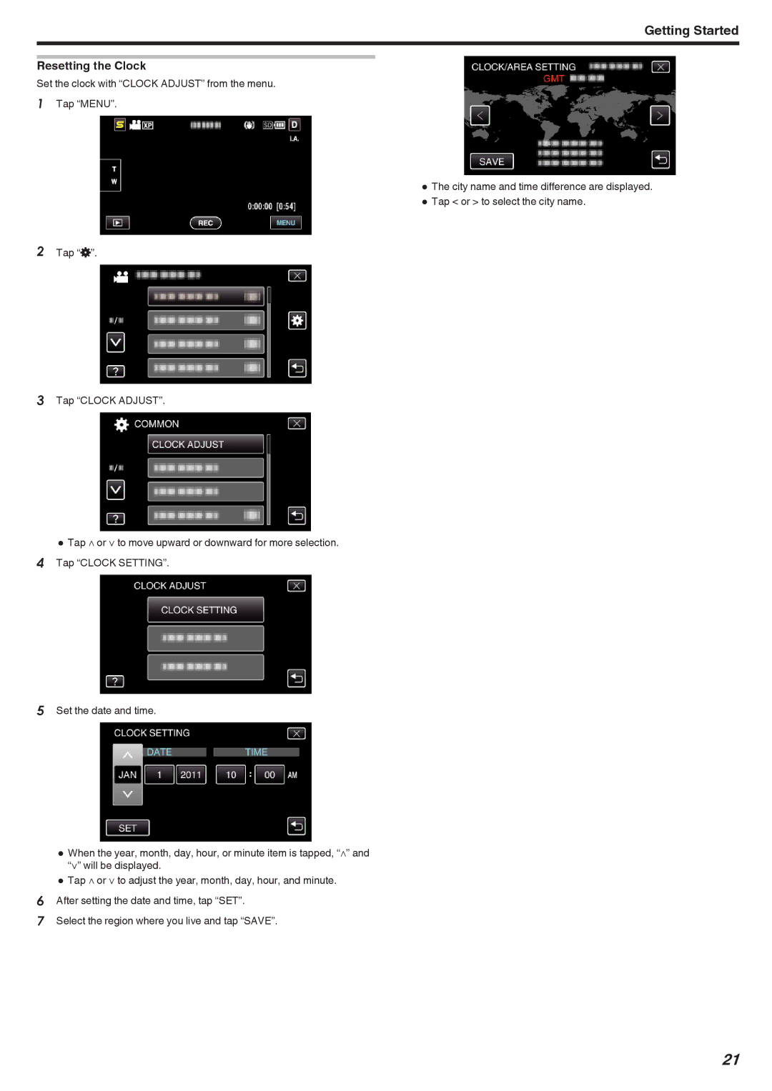 JVC GZ-HM690, GZ-HM670, GZ-HM450, GZ-HM650, GZ-HM440 manual Resetting the Clock 