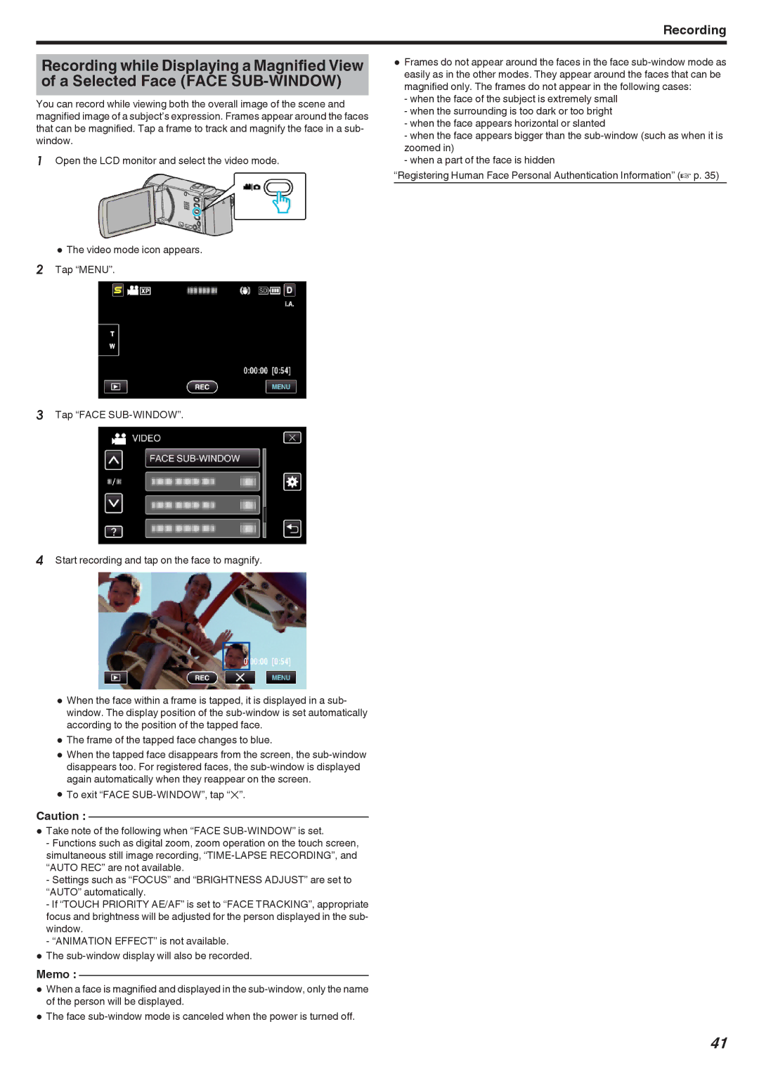 JVC GZ-HM690, GZ-HM670, GZ-HM450, GZ-HM650, GZ-HM440 manual Recording 