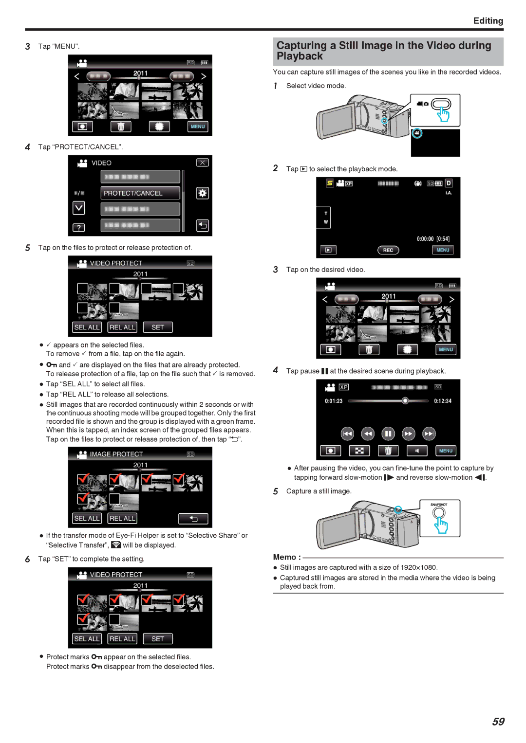 JVC GZ-HM440, GZ-HM670, GZ-HM690, GZ-HM450, GZ-HM650 manual Capturing a Still Image in the Video during Playback 