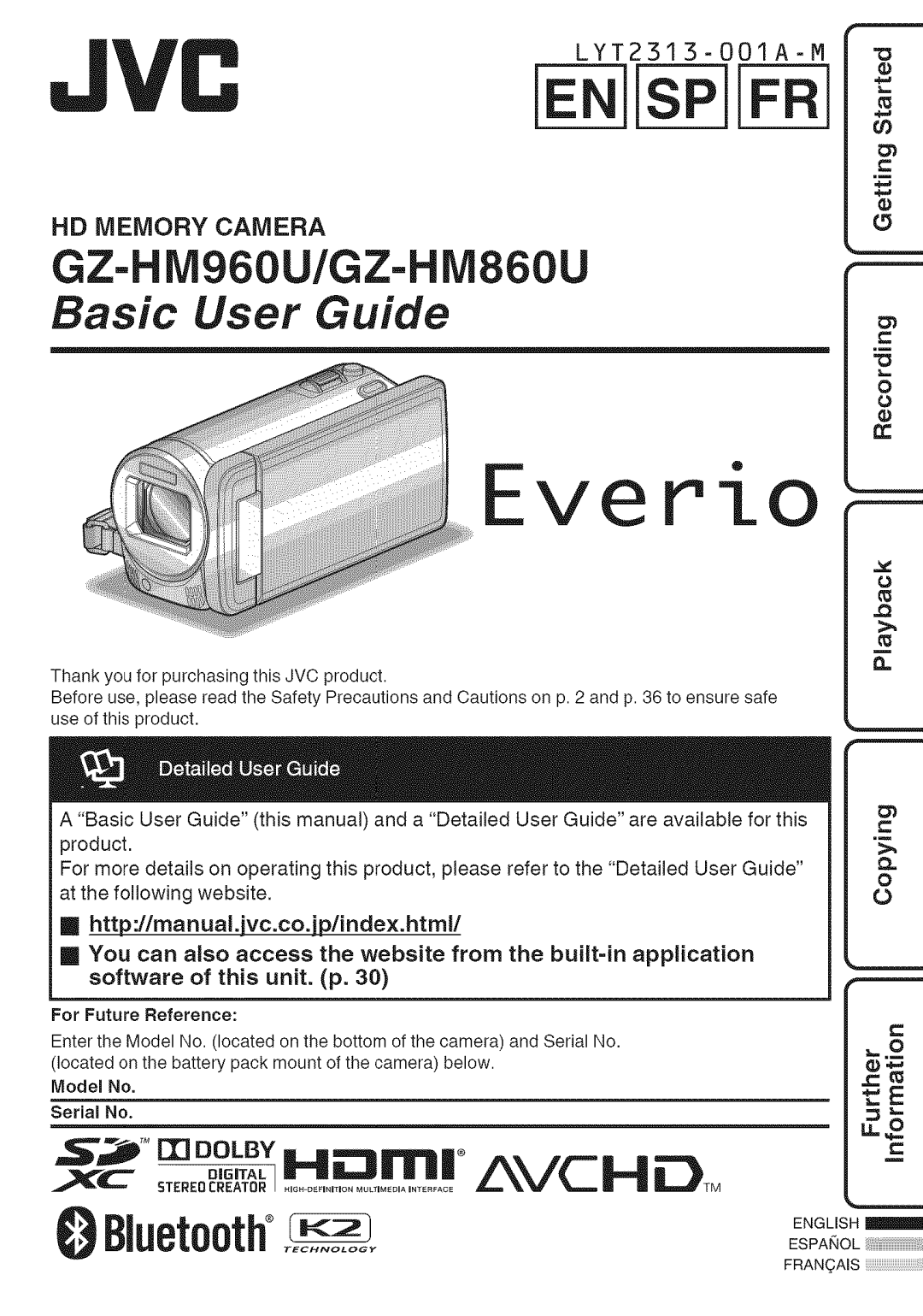 JVC GZ-HM960U, GZ-HM860U manual Everio 