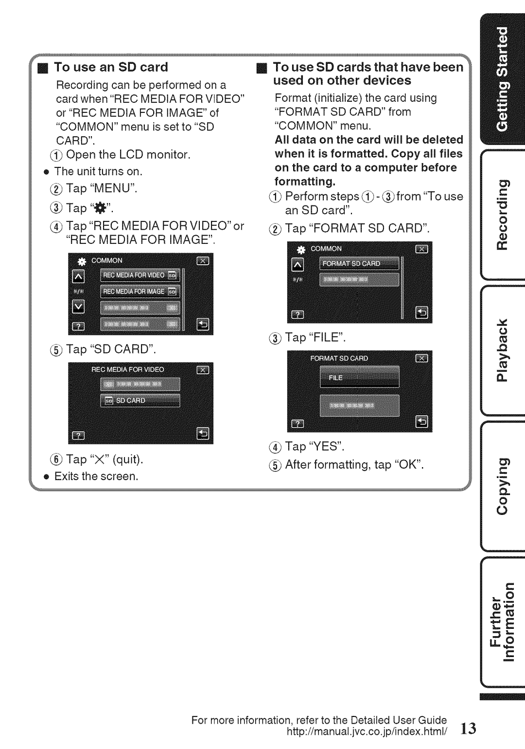 JVC GZ-HM960U, GZ-HM860U manual Use an SD card, Have been, All data on the card, When, Card to a computer 