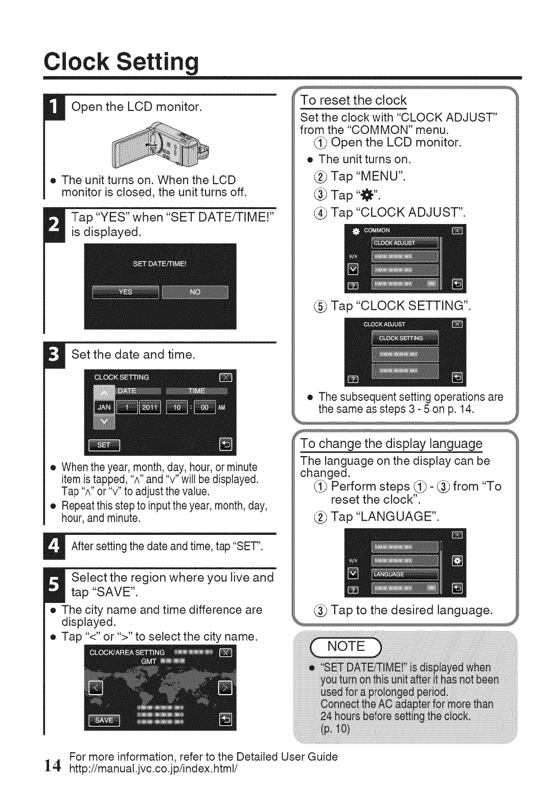 JVC GZ-HM860U, GZ-HM960U manual Clock, Setting 