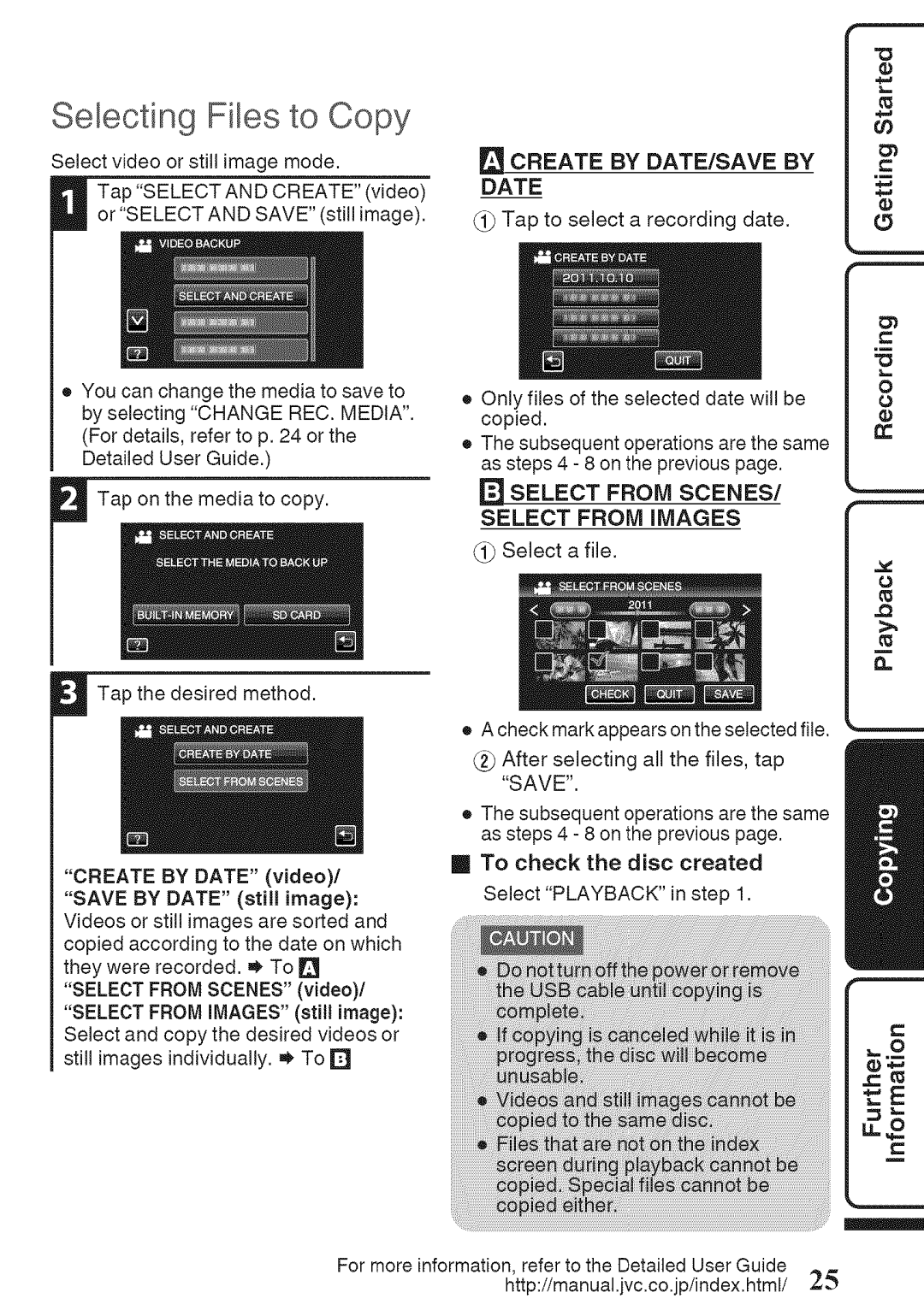 JVC GZ-HM960U, GZ-HM860U manual Selecting Files to Copy, Select from Scenes, Select from iMAGES 