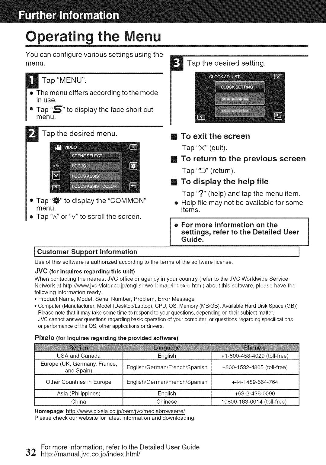 JVC GZ-HM860U, GZ-HM960U manual Operating Menu, For more information on 