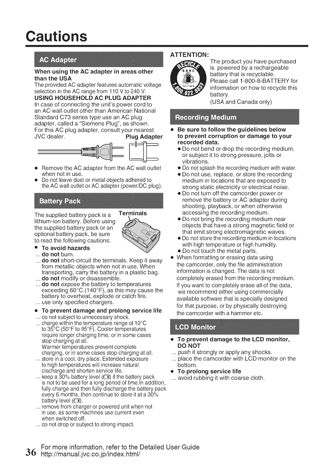 JVC GZ-HM860U, GZ-HM960U manual Do not 