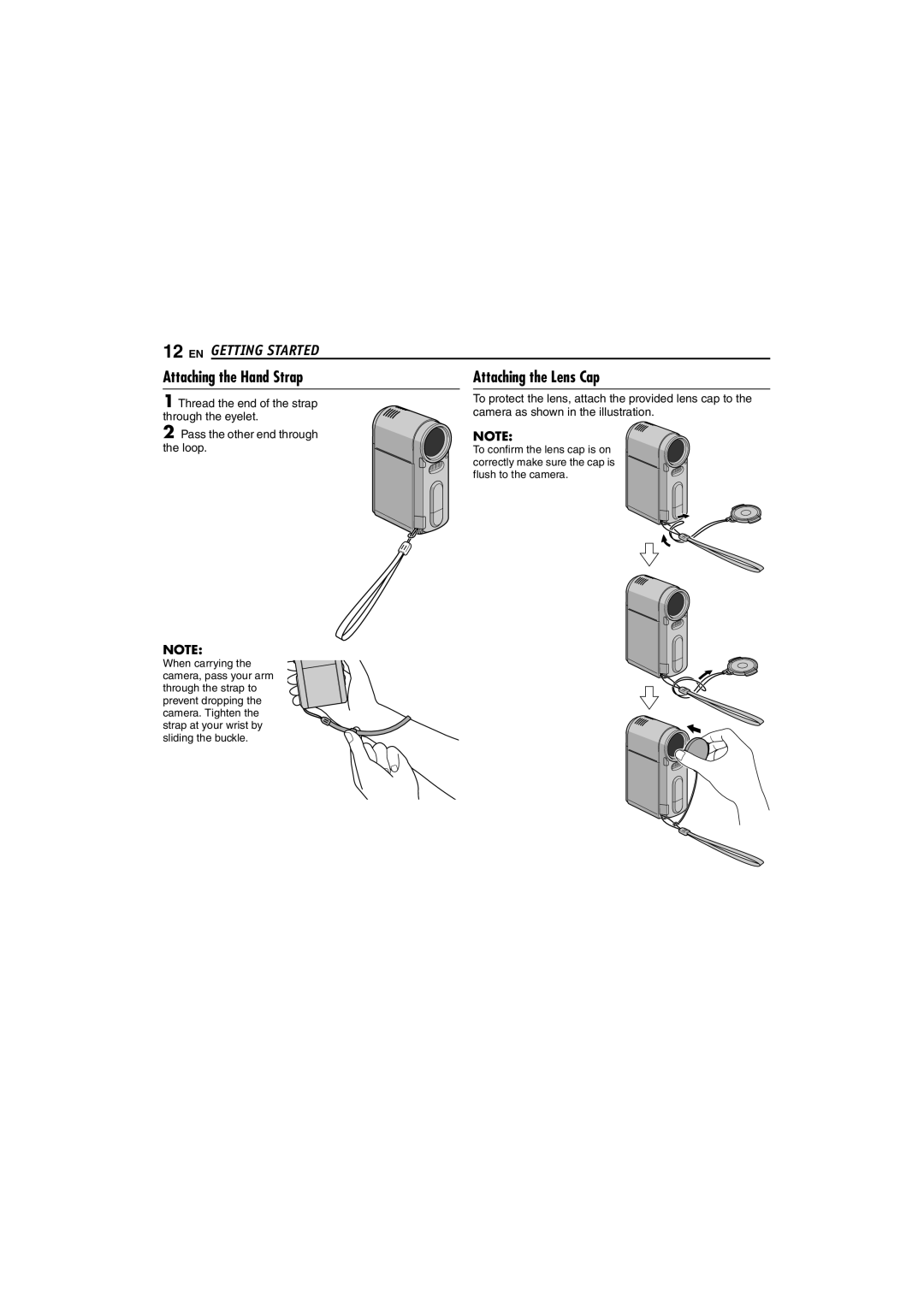 JVC GZ-MC100US instruction manual Attaching the Hand Strap 