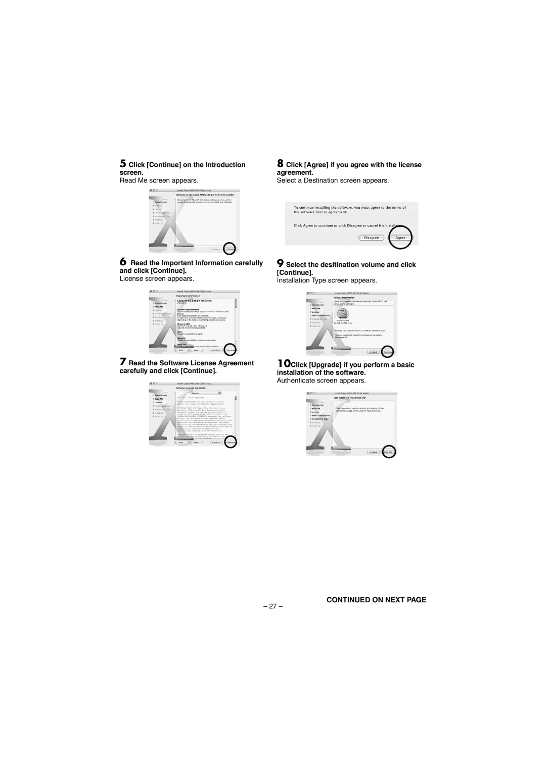 JVC GZ-MG50AA, GZ-MG20AS, GZ-MG20AC, GZ-MG30AC, GZ-MG20AG manual Read the Important Information carefully and click Continue 