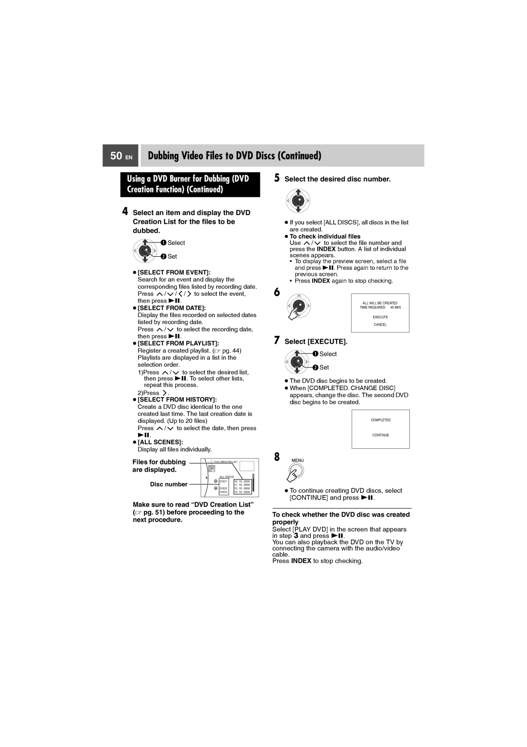 JVC GZ-MG27AA manual EN Dubbing Video Files to DVD Discs, Files for dubbing, Are displayed 